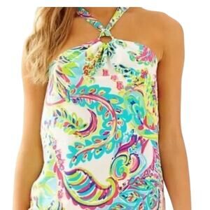 Lilly Pulitzer Top Resort Preppy Small Silk Halter